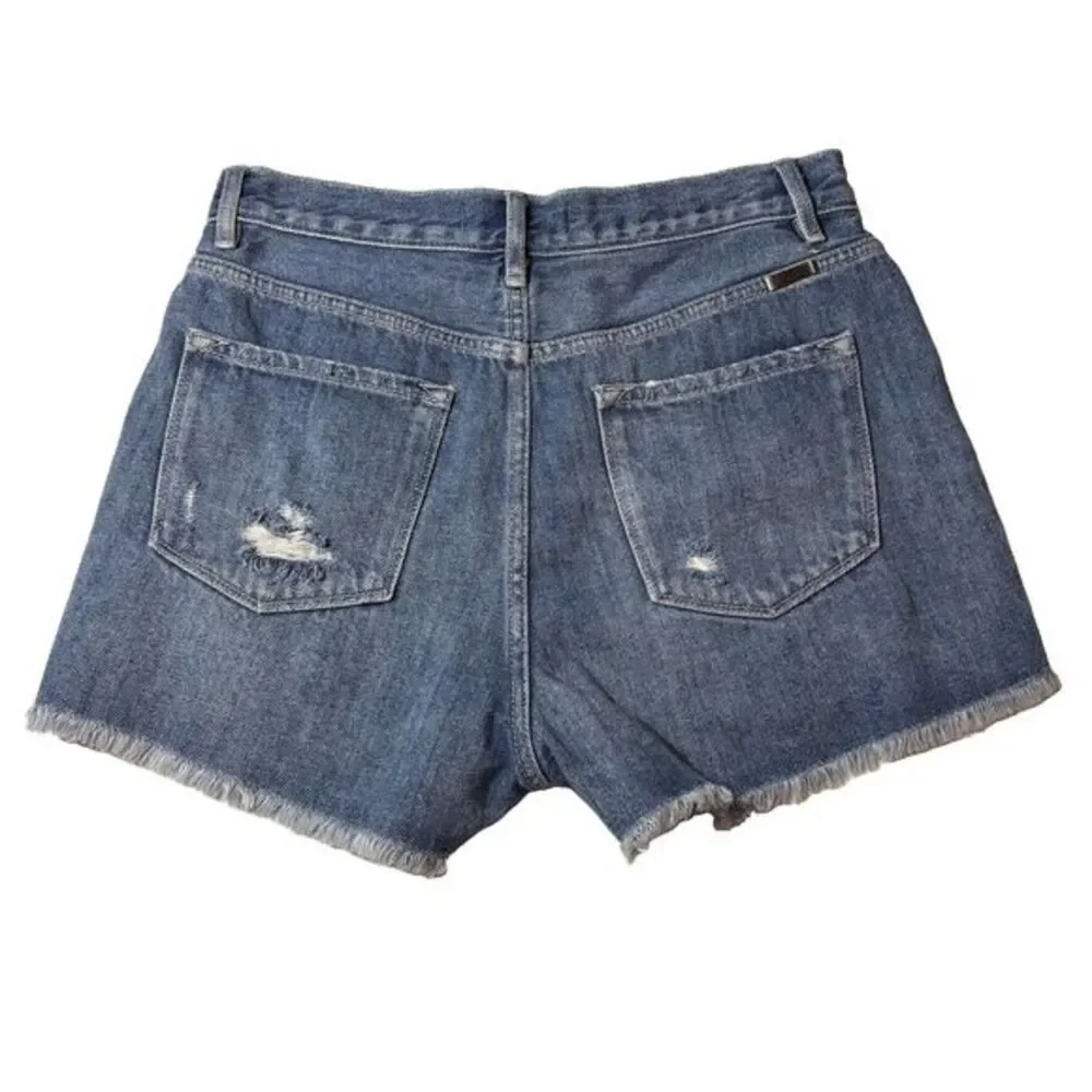 Kancan Button Fly Denim Distressed Raw Hem High Rise Jean Shorts Size Large